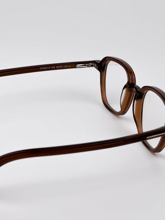 Tom Ford FT5837-B 048 Eyeglasses – Transparent Brown Rounded Square Blue Block main image 5